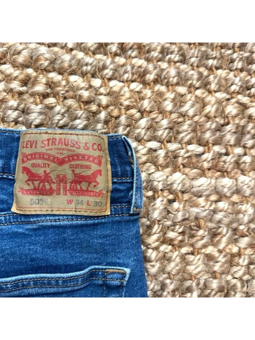 Levis 505 Mens Regular Fit Straight Leg Blue Denim Jeans W34 L30